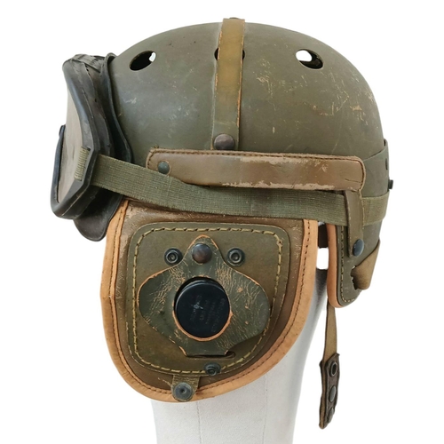 59 - A WW2 US M1938 Tank Helmet. Made by Rawlings who made and still make Baseball gloves and helmets tod... 