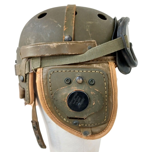 59 - A WW2 US M1938 Tank Helmet. Made by Rawlings who made and still make Baseball gloves and helmets tod... 