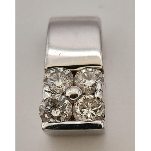 590 - AN 18K WHITE GOLD DIAMOND SET PENDANT. 0.9G IN WEIGHT. APPROX. 0.9CM IN HEIGHT AND 0.4CM IN WIDTH. R... 