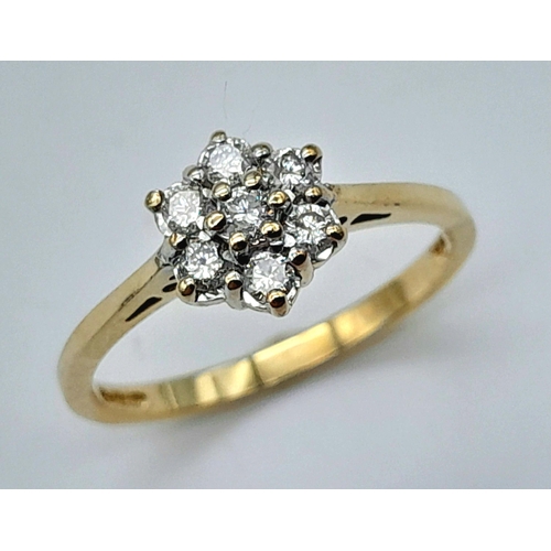 604 - A 9K YELLOW GOLD DIAMOND RING 0.25CT. 2G IN WEIGHT. SIZE O. Ref: 9246