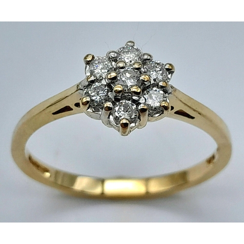 604 - A 9K YELLOW GOLD DIAMOND RING 0.25CT. 2G IN WEIGHT. SIZE O. Ref: 9246