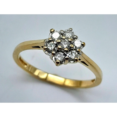 604 - A 9K YELLOW GOLD DIAMOND RING 0.25CT. 2G IN WEIGHT. SIZE O. Ref: 9246