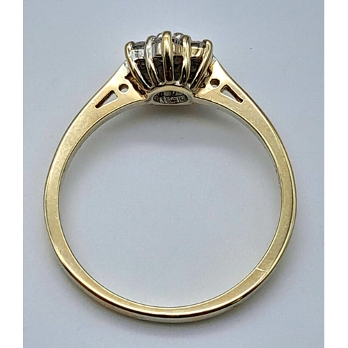 604 - A 9K YELLOW GOLD DIAMOND RING 0.25CT. 2G IN WEIGHT. SIZE O. Ref: 9246