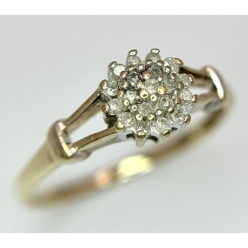 611 - A 9K YELLOW GOLD DIAMOND RING 0.10CT. 1.7G TOTAL WEIGHT. SIZE M AND 1/2. Ref: 8901