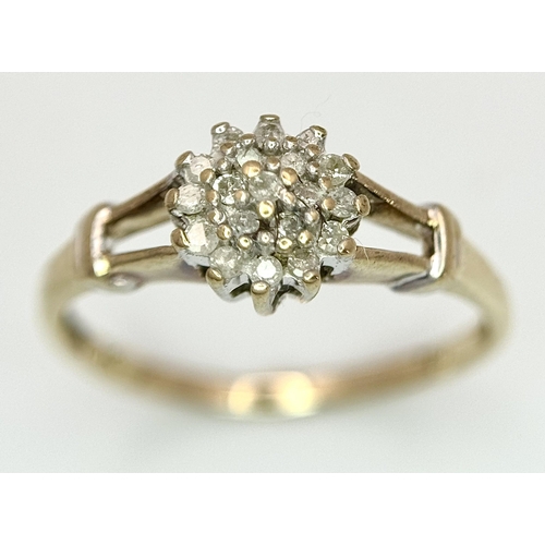 611 - A 9K YELLOW GOLD DIAMOND RING 0.10CT. 1.7G TOTAL WEIGHT. SIZE M AND 1/2. Ref: 8901