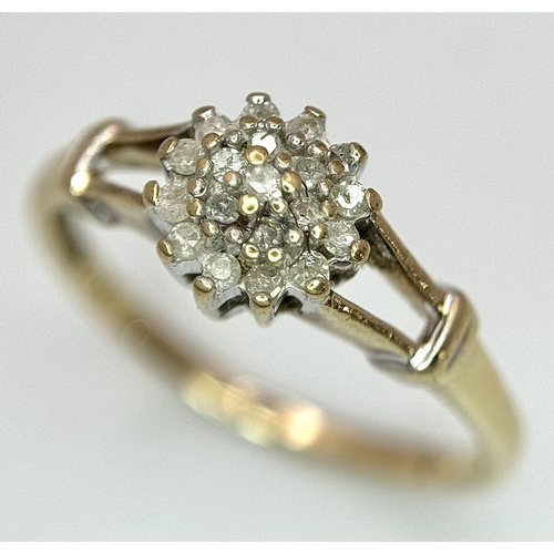 611 - A 9K YELLOW GOLD DIAMOND RING 0.10CT. 1.7G TOTAL WEIGHT. SIZE M AND 1/2. Ref: 8901