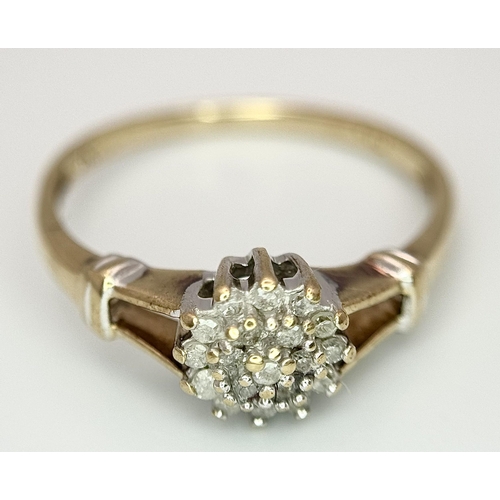 611 - A 9K YELLOW GOLD DIAMOND RING 0.10CT. 1.7G TOTAL WEIGHT. SIZE M AND 1/2. Ref: 8901