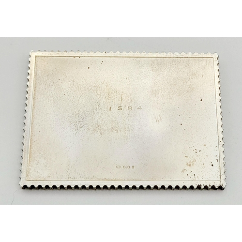 630 - Vintage 1973 large postage stamp Ingot in SOLID SILVER , Celebrating the marriage of Princess Anne. ... 