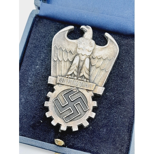 66 - A 3rd Reich Dr Fritz Todt Silver Grade Prize Winner Badge.