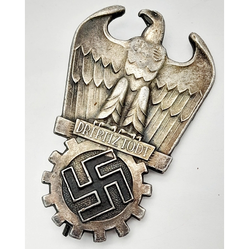 66 - A 3rd Reich Dr Fritz Todt Silver Grade Prize Winner Badge.