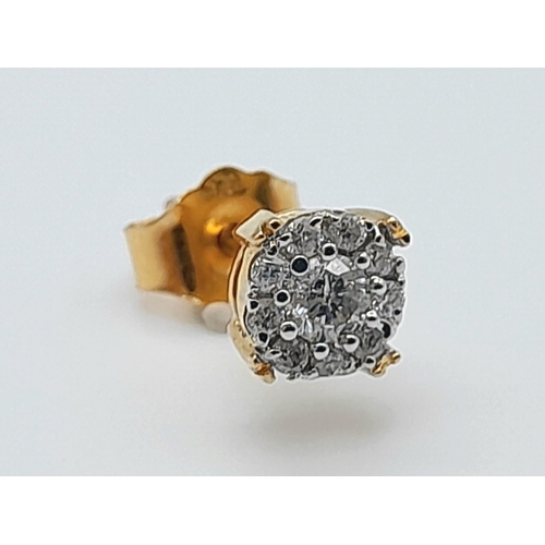 674 - A SINGLE 18K YELLOW GOLD DIAMOND STUD EARRING. 0.67G TOTAL WEIGHT. 0.10CT . Ref: SC 1059