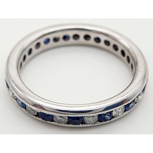 79 - AN 18K WHITE GOLD DIAMOND & SAPPHIRE FULL ETERNITY RING 0.30CT. 3G TOTAL WEIGHT. SIZE J. Ref: TAN 10... 