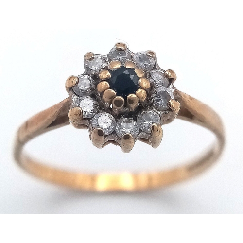 84 - Extremely pretty Vintage 9 CARAT GOLD, SPINEL and AQUA RING. Consisting a Spinel Clad in GOLD mounte... 