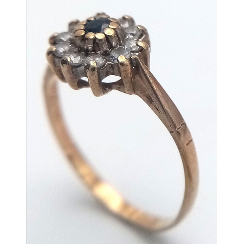 84 - Extremely pretty Vintage 9 CARAT GOLD, SPINEL and AQUA RING. Consisting a Spinel Clad in GOLD mounte... 