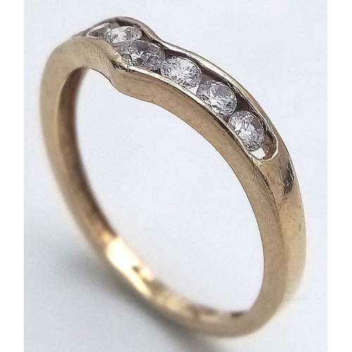 91 - Classic 9 CARAT GOLD WISHBONE RING. Pave set with sparkling  ZIRCONIA GEMSTONES. Full UK hallmark .1... 