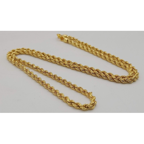 381 - An 18K Yellow Gold Rope Necklace. 44cm. 9g.