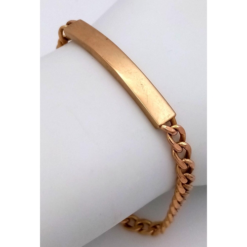 626 - A Classic 9K Yellow Gold Identity Bracelet. Curb links. 18cm. 5g.