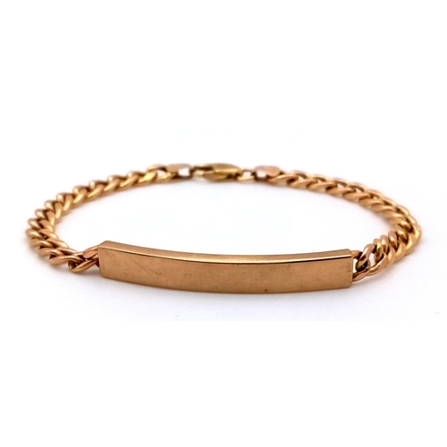 626 - A Classic 9K Yellow Gold Identity Bracelet. Curb links. 18cm. 5g.