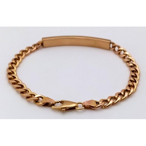 626 - A Classic 9K Yellow Gold Identity Bracelet. Curb links. 18cm. 5g.