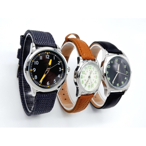 1179 - Three  Military designed Homage Field Watches Comprising; 1)British Army. 2) Japanese Army & 3)Czech... 