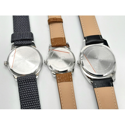 1179 - Three  Military designed Homage Field Watches Comprising; 1)British Army. 2) Japanese Army & 3)Czech... 