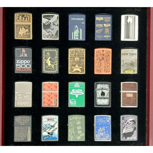 158 - A Superb Unused Set of 80 Limited Design Zippo Lighters in Wooden 4 tray Presentation Box.  UK MAINL... 