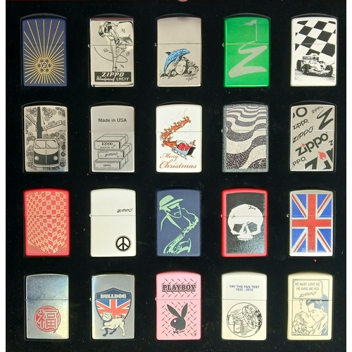 158 - A Superb Unused Set of 80 Limited Design Zippo Lighters in Wooden 4 tray Presentation Box.  UK MAINL... 