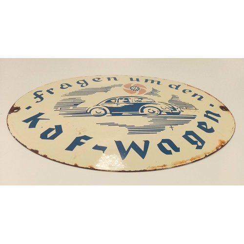 211 - A 3rd Reich Enamel Advertising Sign Ask About The KDF Wagen”