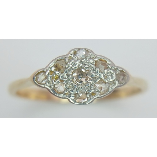 247 - AN 18K YELLOW GOLD VINTAGE OLD CUT DIAMOND RING. 2.2G IN WEIGHT. SIZE L 1/2. Ref: SC 1044