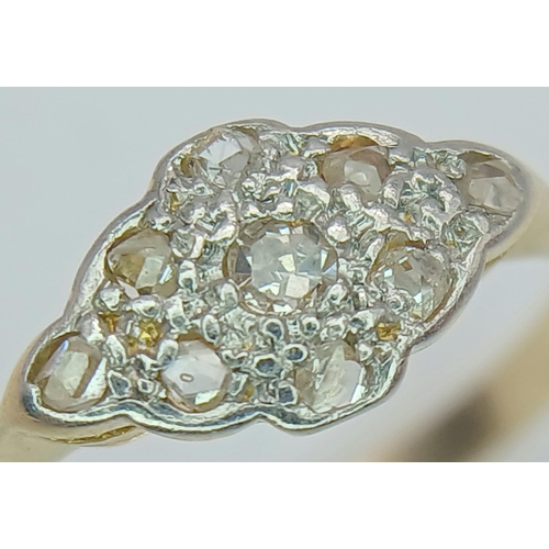 247 - AN 18K YELLOW GOLD VINTAGE OLD CUT DIAMOND RING. 2.2G IN WEIGHT. SIZE L 1/2. Ref: SC 1044