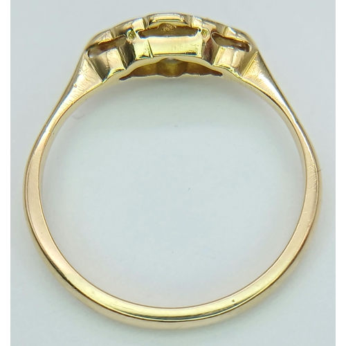 247 - AN 18K YELLOW GOLD VINTAGE OLD CUT DIAMOND RING. 2.2G IN WEIGHT. SIZE L 1/2. Ref: SC 1044