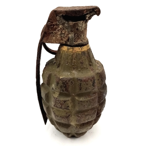 253 - A Certified INERT WW2 US Pineapple Grenade. This is an early Pre 1942 Model with a filler screw in t... 