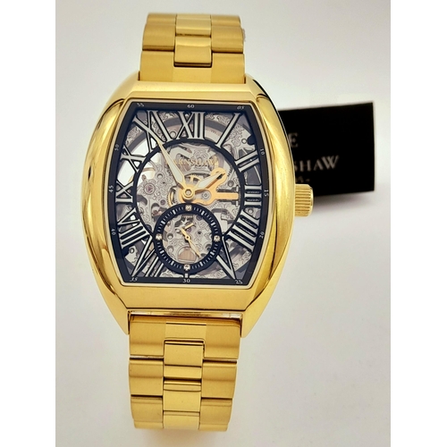 305 - A Limited Edition (1 of 200) Thomas Earnshaw Model ‘Gold Cognac ‘Chapel’ Skeleton Automatic Watch Re... 