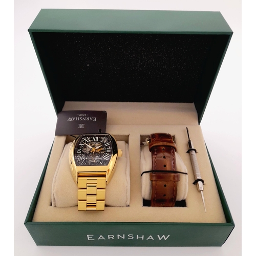 305 - A Limited Edition (1 of 200) Thomas Earnshaw Model ‘Gold Cognac ‘Chapel’ Skeleton Automatic Watch Re... 