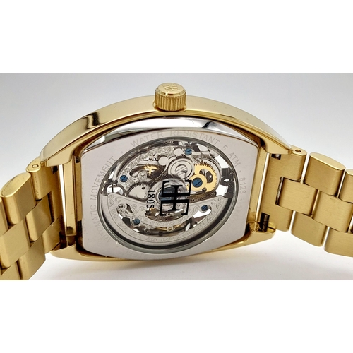 305 - A Limited Edition (1 of 200) Thomas Earnshaw Model ‘Gold Cognac ‘Chapel’ Skeleton Automatic Watch Re... 