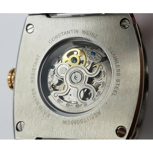 354 - A Men’s Constantin Weisz Modernist Design Skeleton Automatic Watch Reference 17S065CW. 45mm Case. Co... 