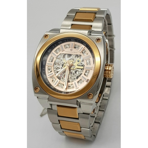 354 - A Men’s Constantin Weisz Modernist Design Skeleton Automatic Watch Reference 17S065CW. 45mm Case. Co... 