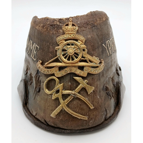 428 - A WW1 Warwickshire Royal Horse Artillery Somme-Ypres Memento Horse Hoof.