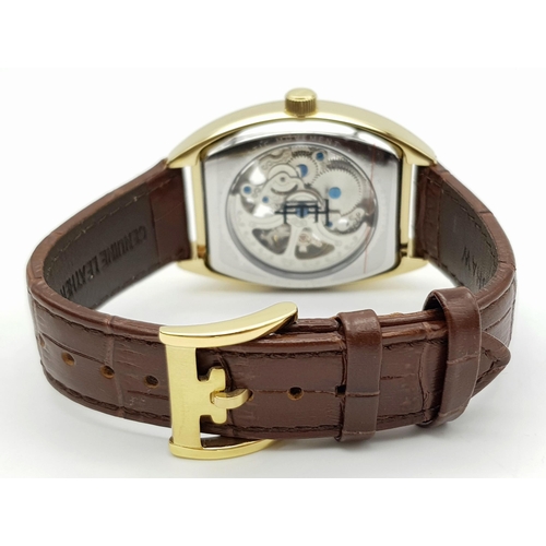 431 - A Thomas Earnshaw London, Tuscany Gold Automatic Watch Reference ES-8147-03. 38mm Case. Complete wit... 