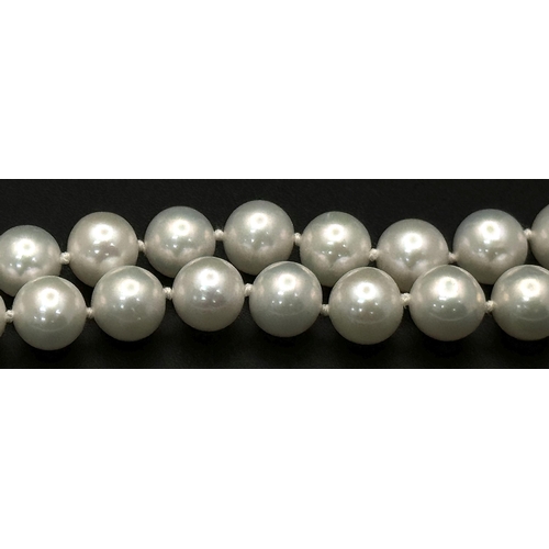 466 - A Boxed Presentation Set String of Pearls on Silver Clasp- 41cm Length. Pearls Measure 9mm Diameter.... 