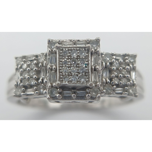 471 - A 9K WHITE GOLD DIAMOND RING 0.25CT. 3.65G TOTAL WEIGHT. SIZE N AND 1/2. Ref: SC 1028