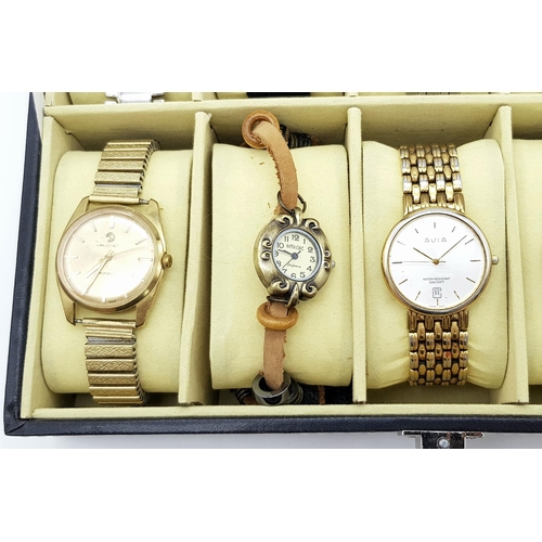 508 - A Ten Watch Display Box Comprising of Ten Men’s and Ladies Watches. Contains:- 1) A Men’s ID London ... 