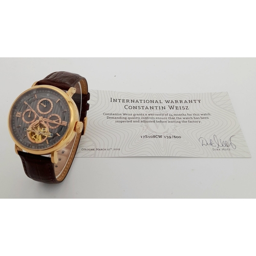 536 - A Limited Edition (139 of 600) Men’s Constantin Weisz Automatic Watch. 43mm Case. Complete with Inte... 