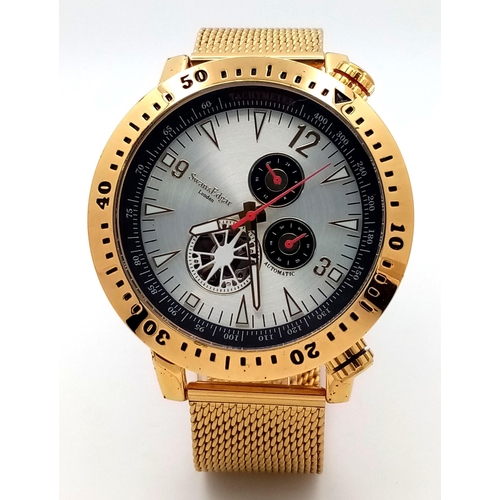 557 - A Swann and Edgar Gold Tone ‘Vantage’ Timer Chronograph ‘Drivers’ Automatic Watch-Reference SE1652. ... 