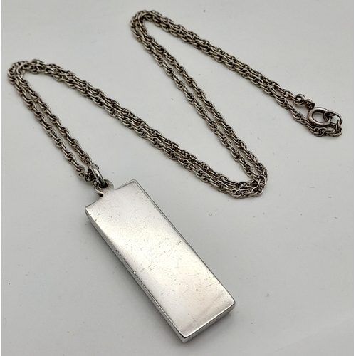 634 - A Vintage Heavy 1979 Hallmarked Sterling Silver Ingot Pendant Necklace. 56cm Length Sterling Silver ... 