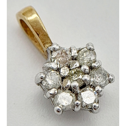 667 - A 9K YELLOW GOLD DIAMOND PENDANT. 0.20CT. 0.67G IN WEIGHT. APPROX. 2.3CM IN HEIGHT AND 0.7CM IN WIDT... 