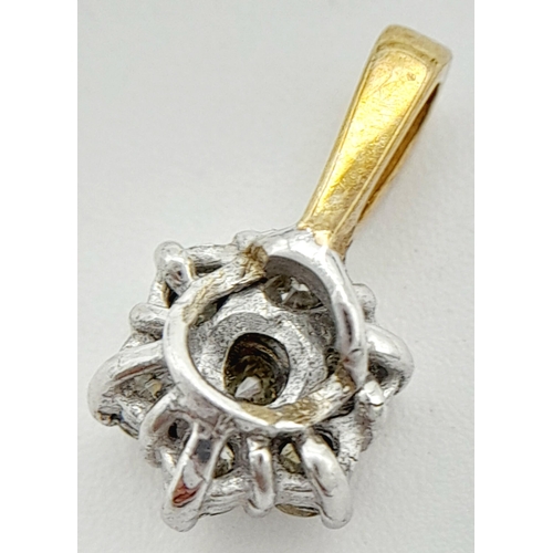 667 - A 9K YELLOW GOLD DIAMOND PENDANT. 0.20CT. 0.67G IN WEIGHT. APPROX. 2.3CM IN HEIGHT AND 0.7CM IN WIDT... 