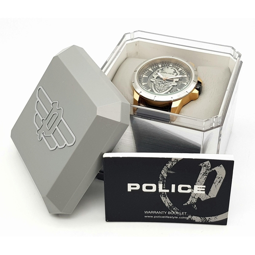 691 - A Police skull watch model ‘Reaper’ Reference 94385aere. 48mm Case. Replacement Battery Fitted Decem... 