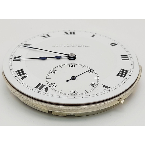 724 - A NON MAGNETIC 15 JEWELLED LEVER AUTOMATIC POCKET WATCH MOVEMENT WITH DIAL FOR PARTS / SPARES. Ref: ... 