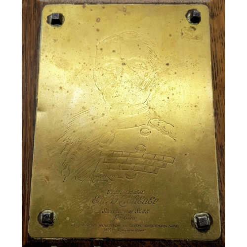 900 - A WW1 British Brass Kitchener Plaque with nails form his horse.